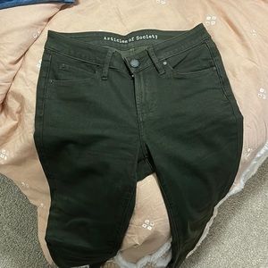 Army green stretchy jeans
